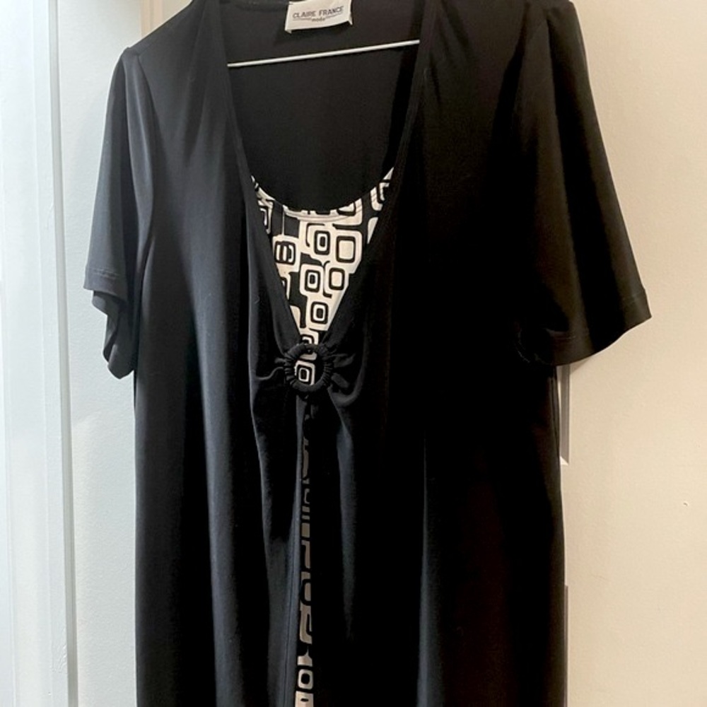 Claire France black/white top for women XL (Ptp22)